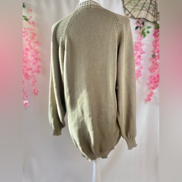 Vintage 1980s long Jaeger cardigan, green cardigan, size Large, designer cardiga - Picture 3 of 9